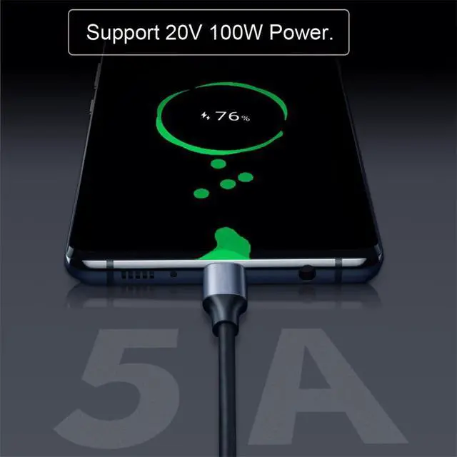 Alt view image 7 of 7 - xiwai 90 Degree Down & Up Angled Type-C USB-C Male to Male USB3.1 10Gbps 100W Data Cable for Laptop Phone