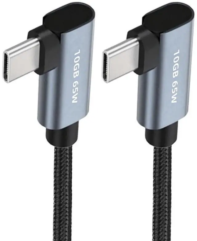 Main image of xiwai USB-C 4K Video Display Cord 60cm Type-C Male to Male Dual Right Angle | 90 Degree Connector 10Gbps PD 65W Power Data Cable Braided Compatible with Thunderbolt3/4/USB4
