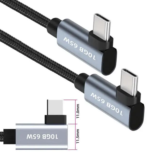 Alt view image 7 of 7 - xiwai USB-C 4K Video Display Cord 60cm Type-C Male to Male Dual Right Angle | 90 Degree Connector 10Gbps PD 65W Power Data Cable Braided Compatible with Thunderbolt3/4/USB4