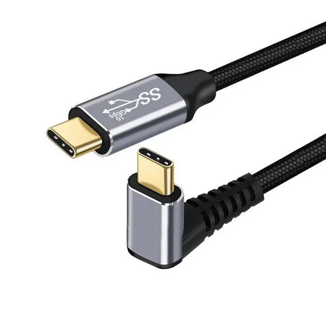 Alt view image 2 of 7 - xiwai 90 Degree Down & Up Angled Type-C USB-C Male to Male USB3.1 10Gbps 100W Data Cable for Laptop Phone