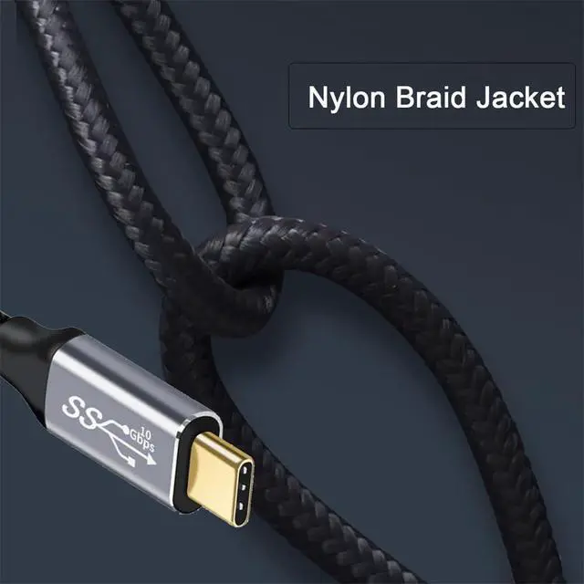 Alt view image 4 of 7 - xiwai USB-C 4K Video Display Cord 50cm Type-C Male to Male Braided | Straight Connector 10Gbps PD 100W Power Data Extension Cable Compatible with Thunderbolt3/4/USB4