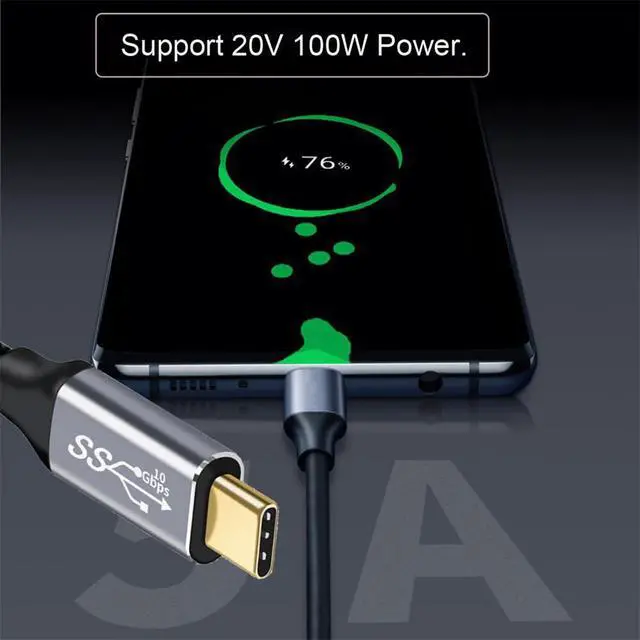 Alt view image 5 of 7 - xiwai USB-C 4K Video Display Cord 50cm Type-C Male to Male Braided | Straight Connector 10Gbps PD 100W Power Data Extension Cable Compatible with Thunderbolt3/4/USB4