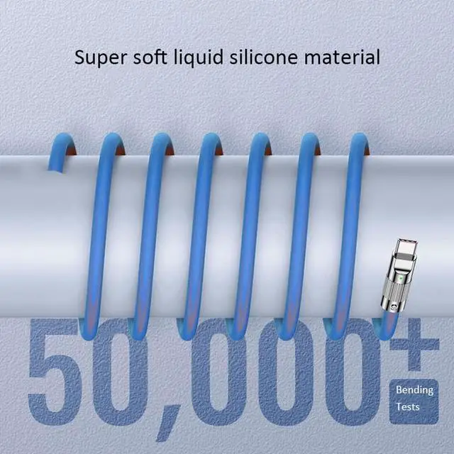 Alt view image 7 of 7 - xiwai 120W Power Type A USB-A to USB-C Liquid Silicone Ultra Soft USB2.0 Data Blue Cable Fast Charge for Laptop Tablet Phone 200CM