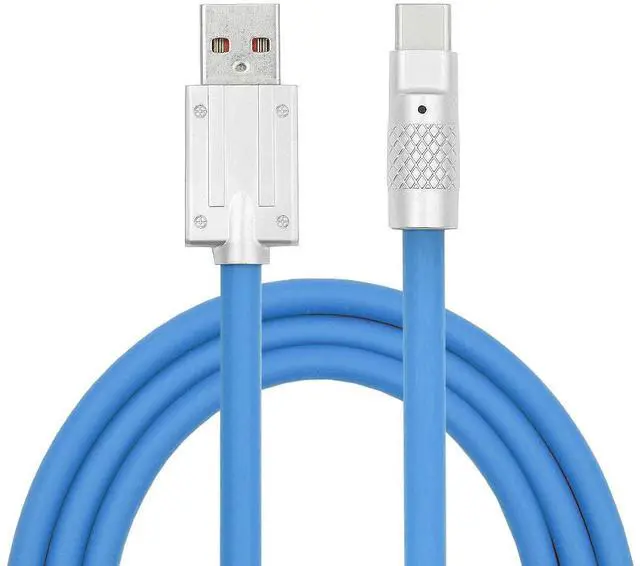 Main image of xiwai Type A 120W Power USB-A to USB-C Liquid Silicone Ultra Soft USB2.0 Data Blue Cable Fast Charge for Laptop Tablet Phone 100CM