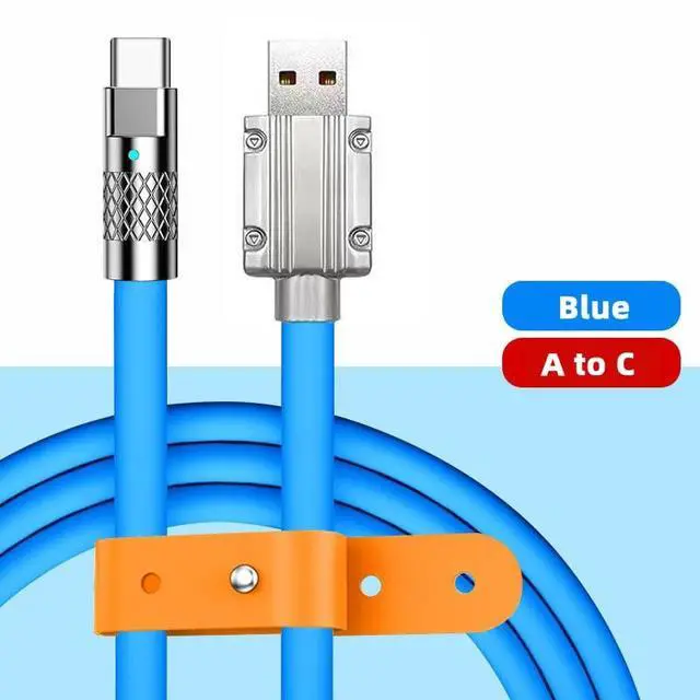 Alt view image 2 of 7 - xiwai 120W Power Type A USB-A to USB-C Liquid Silicone Ultra Soft USB2.0 Data Blue Cable Fast Charge for Laptop Tablet Phone 200CM