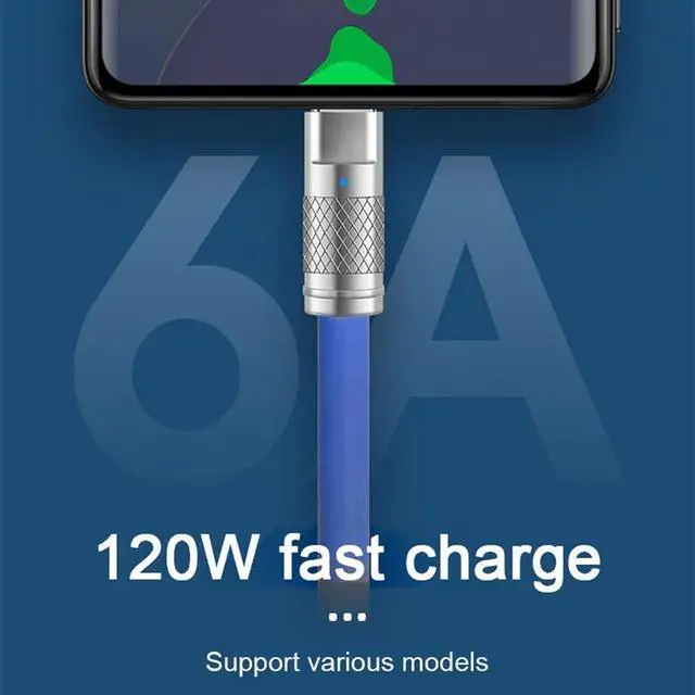 Alt view image 5 of 7 - xiwai 120W Power Type A USB-A to USB-C Liquid Silicone Ultra Soft USB2.0 Data Blue Cable Fast Charge for Laptop Tablet Phone 200CM
