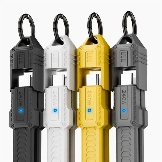 Alt view image 3 of 7 - xiwai 80Gbps Short USB-C USB5.0 Flat FPC Cable Slim 240W 16K@30hz 8K@60Hz 5K Lanyard Strap Chain Caps Covers Compatible with USB4.0 Thunderbolt3/4/5, White 13cm