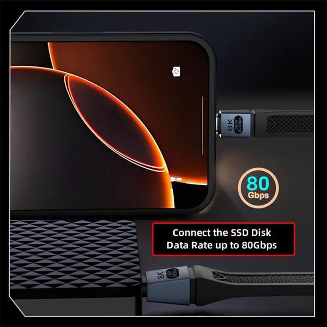 Alt view image 3 of 7 - xiwai Short USB 5.0 Flat Slim FPC 13cm/5.12 inch 240W 80Gbps USB 5 Type-C Cable with 16K@30hz 8K@60Hz 5K@60Hz Video Output Compatible with USB4.0 Thunderbolt3/4/5