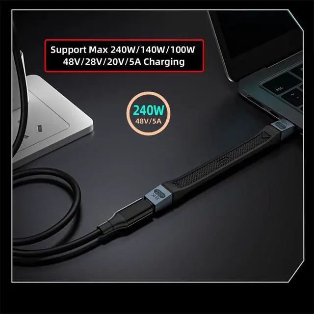 Alt view image 4 of 7 - xiwai Short USB 5.0 Flat Slim FPC 13cm/5.12 inch 240W 80Gbps USB 5 Type-C Cable with 16K@30hz 8K@60Hz 5K@60Hz Video Output Compatible with USB4.0 Thunderbolt3/4/5