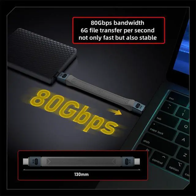 Alt view image 7 of 7 - xiwai Short USB 5.0 Flat Slim FPC 13cm/5.12 inch 240W 80Gbps USB 5 Type-C Cable with 16K@30hz 8K@60Hz 5K@60Hz Video Output Compatible with USB4.0 Thunderbolt3/4/5