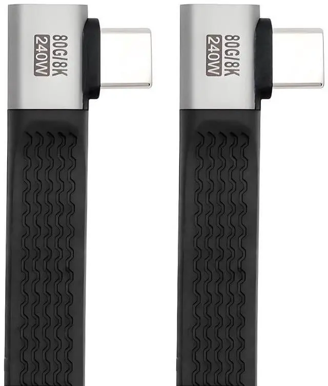 Main image of xiwai 13cm Dual Right Angled Slim Flat FPC Cable USB5.0 80Gbps with 240W and 16K@30hz 8K 5K@60Hz Compatible with Thunderbolt3/4/5 USB4.0