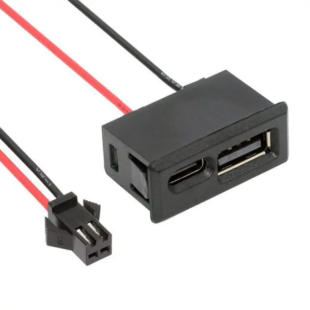 Alt view image 7 of 7 - xiwai DIY OEM Pitch=2.54mm Latch Mount Type Type-A & Type-C Female Socket to 2Pin Header Cable Horizontal DC 5V Power
