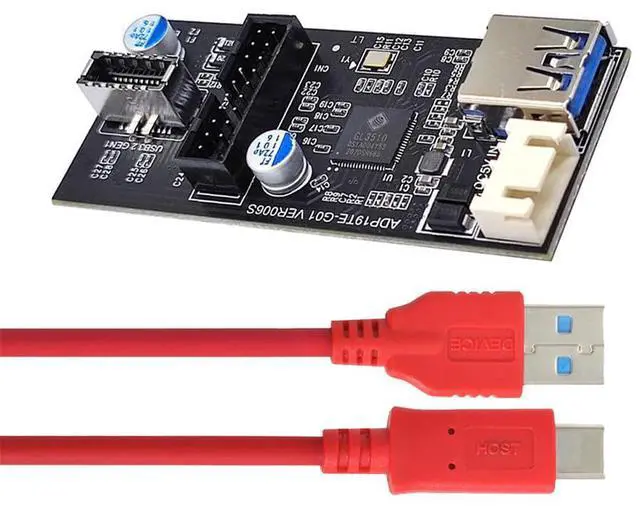 Main image of Type-C USB-C & 19/20Pin Header to USB 3.0 20Pin & Type-E Dual Ports Female PCBA Type Adapter Splitter HUB 5Gbps