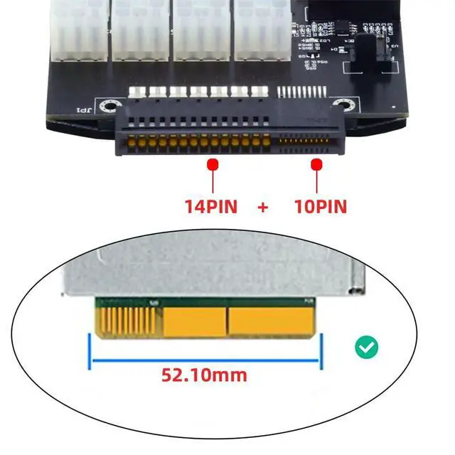 Alt view image 2 of 7 - Flex Slot Server Power Board 14+10Pin to 16x6Pin Power Supply Board for CHIA ETH BTC Mining Miner