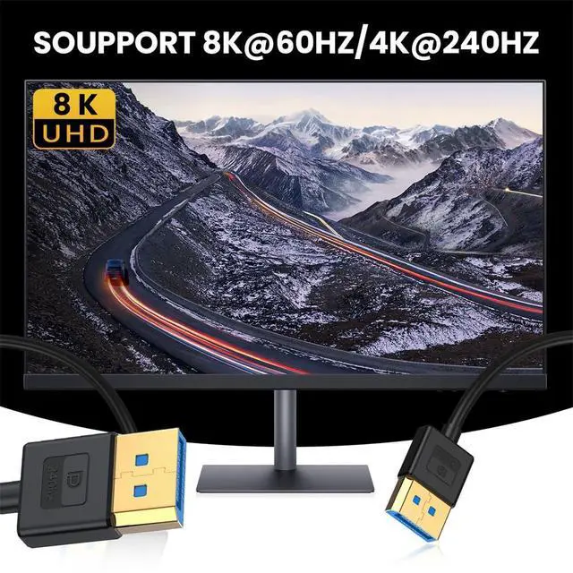 Alt view image 4 of 7 - Ultrafine DisplayPort 1.4 DP to DP Cable 8K 60hz Cable Ultra-HD UHD 4K 144hz for Desktop Laptop Monitor Graphics Card 100cm
