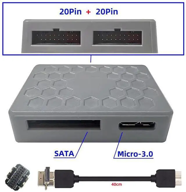 Alt view image 2 of 7 - Type-E USB 3.1 Front or 19/20Pin Header or Micro-USB3.0 to USB 3.0 19/20Pin and Type-E Socket Dual Ports Female PCBA Type Adapter Splitter HUB 5Gbps
