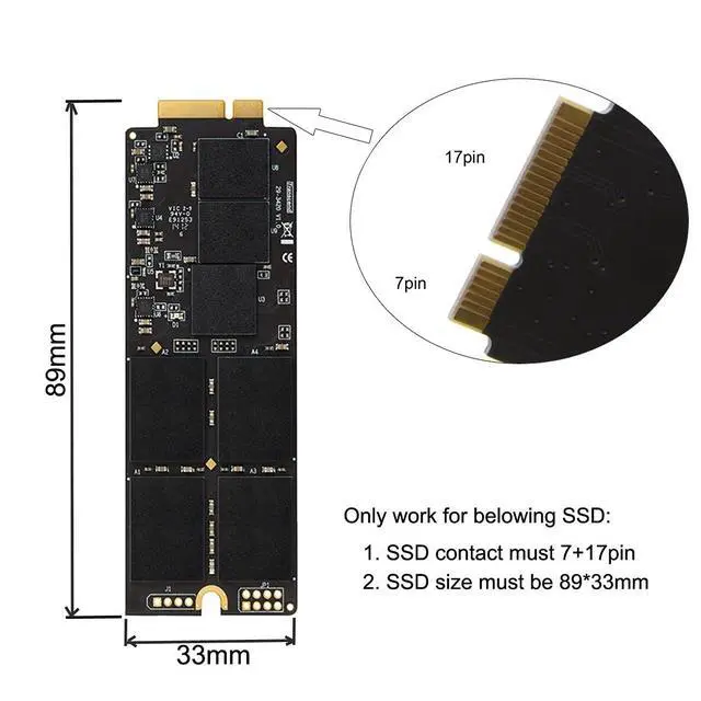 Alt view image 5 of 7 - USB 3.0 to 2012 Mac Pro Retina A1425 A1398 MC975 MC976 MD212 MD213 ME662 ME664 ME665 SSD 17+7Pin Case