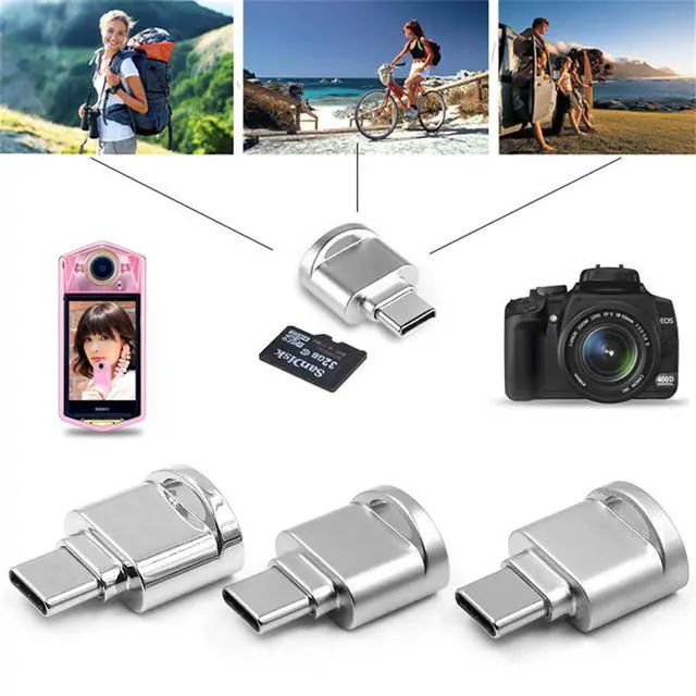 Alt view image 5 of 7 - 2pcs USB 2.0 Type C USB-C to Micro SD SDXC TF Card Reader Adapter for MacBook Cell Phone