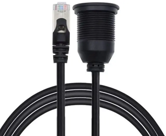 Main image of 1m Waterproof Dustproof Screw Locking CAT6 RJ45 Male to Female LAN Ethernet Network Extension Cable Car Panel Mount Design
