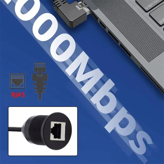 Alt view image 5 of 7 - 1m Waterproof Dustproof Screw Locking CAT6 RJ45 Male to Female LAN Ethernet Network Extension Cable Car Panel Mount Design