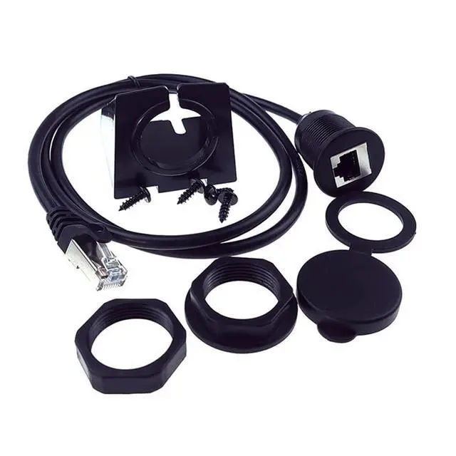 Alt view image 7 of 7 - 1m Waterproof Dustproof Screw Locking CAT6 RJ45 Male to Female LAN Ethernet Network Extension Cable Car Panel Mount Design
