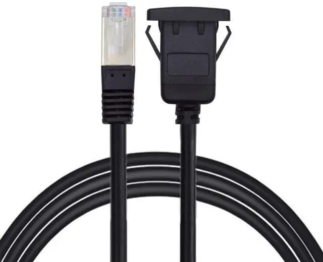 Main image of Waterproof Dustproof Latch Locking CAT6 RJ45 Male to Female LAN Ethernet Network Extension Cable Car Panel Mount Design