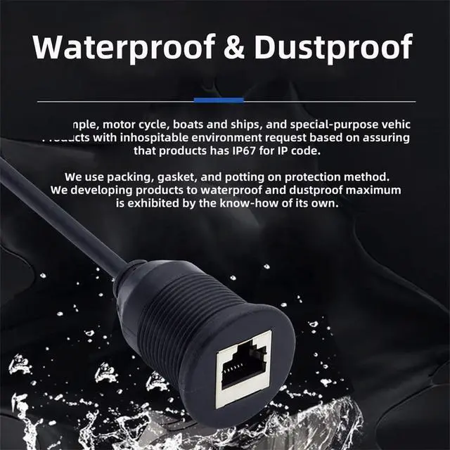 Alt view image 4 of 7 - 1m Waterproof Dustproof Screw Locking CAT6 RJ45 Male to Female LAN Ethernet Network Extension Cable Car Panel Mount Design