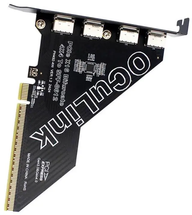 Main image of Adapter PCI-Express 4.0 PCIE 16x Detachable to Four Oculink SFF-8612 SFF-8611 External VROC Raid0 Adapter for U.2 SSD eGPU External Graphics Card Dock