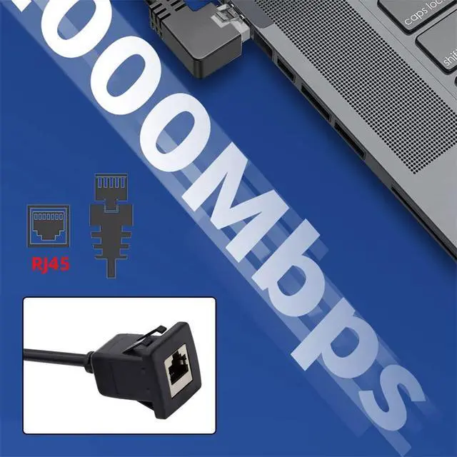 Alt view image 3 of 7 - Waterproof Dustproof Latch Locking CAT6 RJ45 Male to Female LAN Ethernet Network Extension Cable Car Panel Mount Design