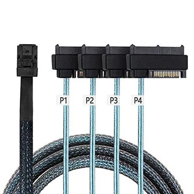 Alt view image 2 of 6 - Internal Mini SAS SFF-8643 Host to 4 SAS 29Pin SFF-8482 Target Disk 6Gbps Data Server Raid Cable