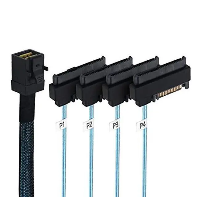 Alt view image 3 of 6 - Internal Mini SAS SFF-8643 Host to 4 SAS 29Pin SFF-8482 Target Disk 6Gbps Data Server Raid Cable