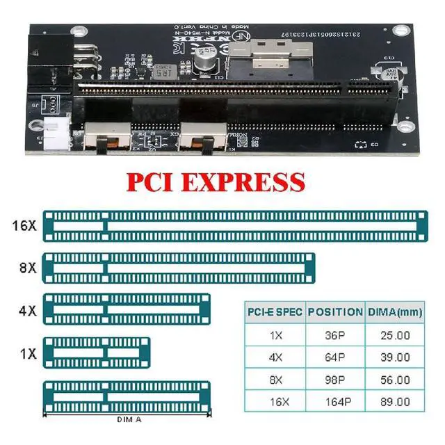 Alt view image 3 of 7 - Slimline SFF-8654 74Pin 8X to PCIE PCI-Express 16x Adapter TGX with PCI-E 6Pin Power Switch Port
