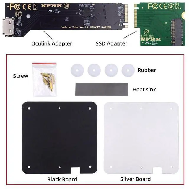 Alt view image 2 of 7 - Oculink SFF-8612 SFF-8611 to PCI-E 5.0 4.0 M.2 M-Key NVME & 2280 SSD Host Adapter with Heat Sink for NUC15 Pro Mini PC Computer Slim Type NUC15CRK