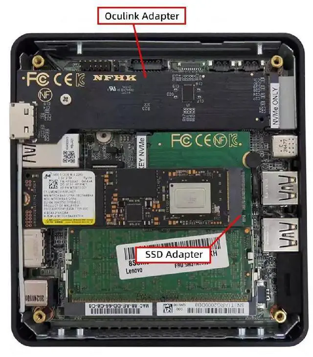 Alt view image 6 of 7 - Oculink SFF-8612 SFF-8611 to PCI-E 5.0 4.0 M.2 M-Key NVME & 2280 SSD Host Adapter with Heat Sink for NUC15 Pro Mini PC Computer Slim Type NUC15CRK