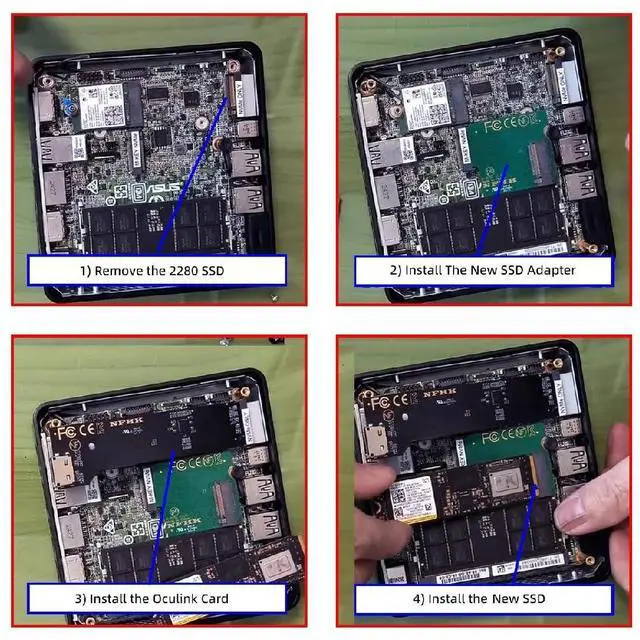 Alt view image 5 of 7 - Oculink SFF-8612 SFF-8611 to PCI-E 5.0 4.0 M.2 M-Key NVME & 2280 SSD Host Adapter with Heat Sink for NUC15 Pro Mini PC Computer Slim Type NUC15CRK