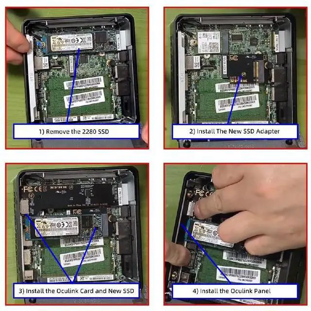 Alt view image 4 of 7 - Oculink SFF-8612 SFF-8611 to PCI-E5.0 4.0 M.2 M-Key NVME &2280 SSD Host Adapter with Heat Sink for NUC15 Pro Mini PC Computer Tall Type NUC15CRH