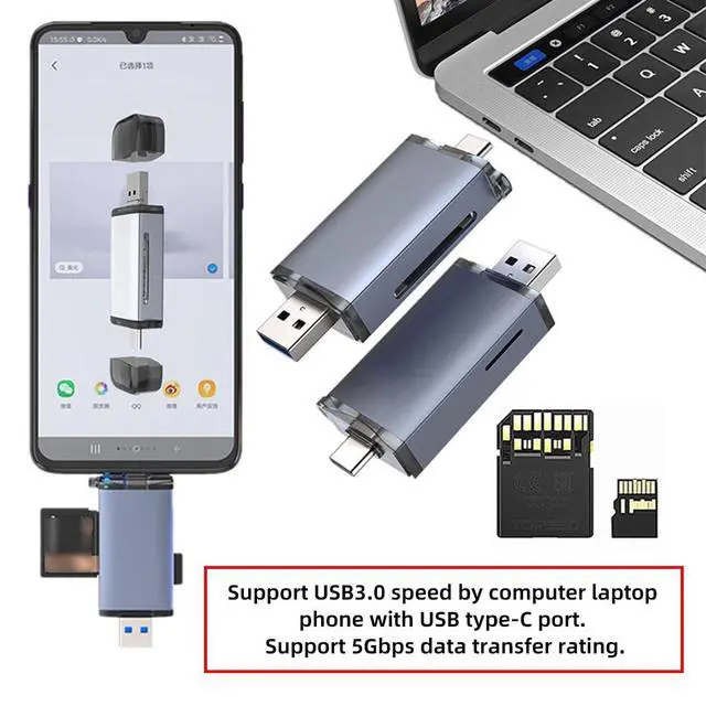 Alt view image 2 of 7 - USB 3.0 to UHS-III UHS-II SD4.0 TF Micro-SD Card Reader Writer for Camera & Laptop & Tablet & Phone & Camera