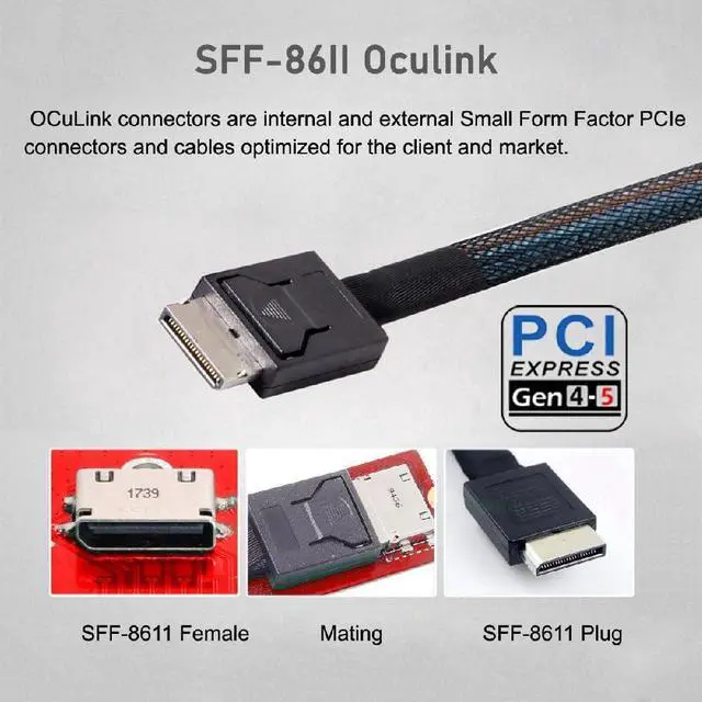 Alt view image 7 of 7 - Oculink SFF-8612 SFF-8611 to PCI-E 5.0 4.0 M.2 M-Key NVME & 2280 SSD Host Adapter with Heat Sink for NUC15 Pro Mini PC Computer Slim Type NUC15CRK