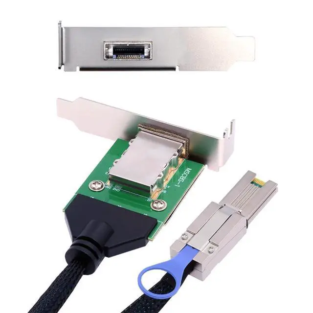 Main image of External Mini SAS SFF-8088 Male to SFF-8088 Female Extension Cable PCBA with Low Profile Bracket