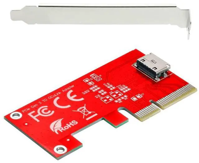 Alt view image 2 of 7 - PCI-E 3.0 Express 4.0 x4 to Oculink Internal SFF-8612 SFF-8611 Host Adapter for PCIe SSD with Bracket
