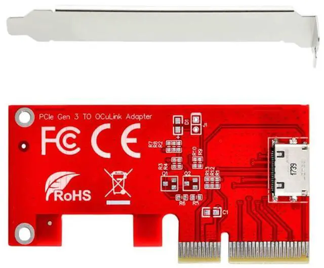 Alt view image 3 of 7 - PCI-E 3.0 Express 4.0 x4 to Oculink Internal SFF-8612 SFF-8611 Host Adapter for PCIe SSD with Bracket