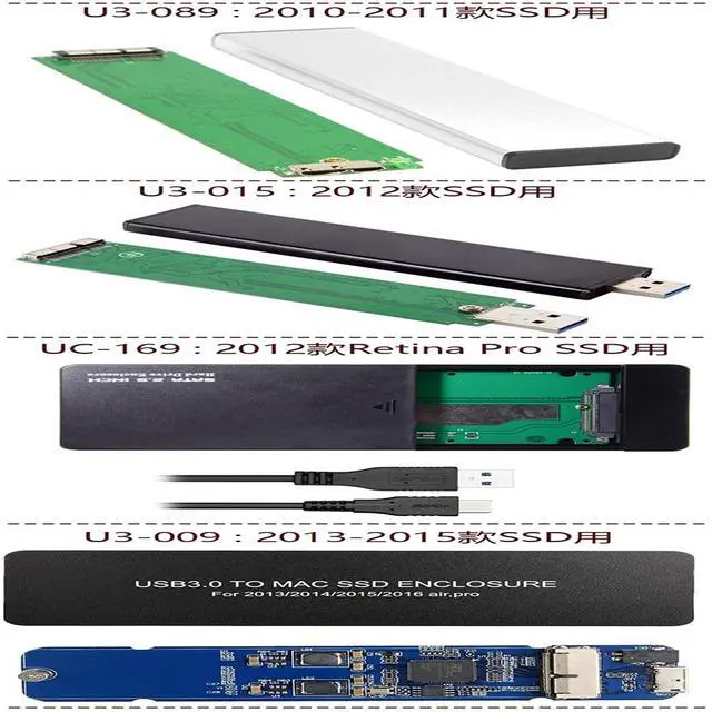 Alt view image 4 of 7 - Mac Air Pro 2013 2014 2015 2016 SSD Portable Case USB 3.0 to 16+12 Pin Mobile Box HDD Enclosure