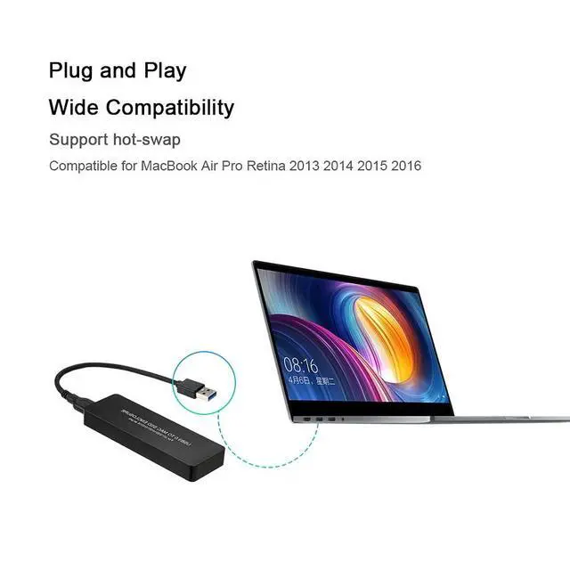 Alt view image 7 of 7 - Mac Air Pro 2013 2014 2015 2016 SSD Portable Case USB 3.0 to 16+12 Pin Mobile Box HDD Enclosure