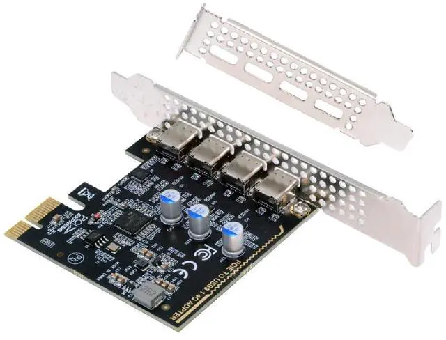 Main image of 5Gbps USB3.1 Gen1 USB-C Female Four Ports to PCI-E 1x Card Adapter uPD720201 with Low Profile Bracket