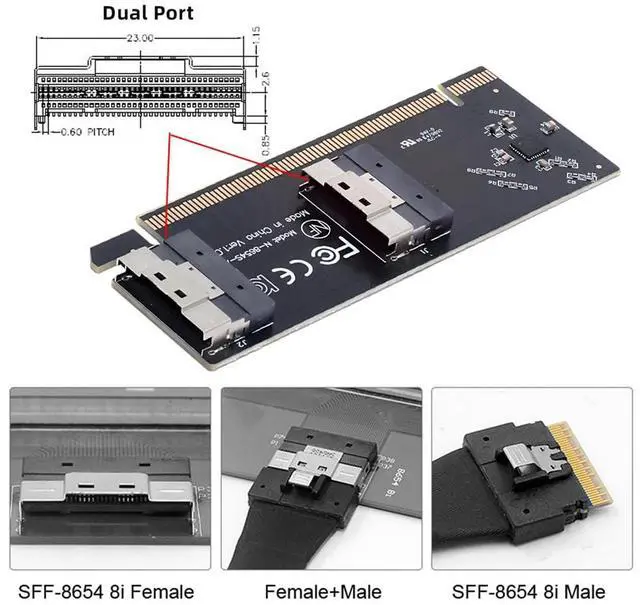 Alt view image 2 of 7 - 74Pin Dual Slimline SFF-8654 Low Profile to PCIE4.0 PCIE 16X Express 3.0 Raid Card VROC Raid0 Hyper Adapter