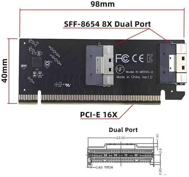 Alt view image 5 of 7 - 74Pin Dual Slimline SFF-8654 Low Profile to PCIE4.0 PCIE 16X Express 3.0 Raid Card VROC Raid0 Hyper Adapter