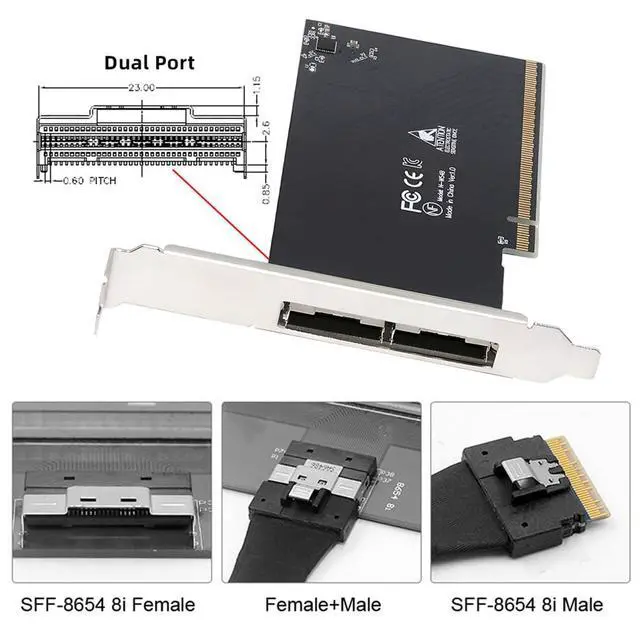 Alt view image 2 of 7 - 74Pin External Dual Slimline SFF-8654 8X to PCIE4.0 PCIE 16X Express 3.0 Raid Card VROC Raid0 Hyper Adapter