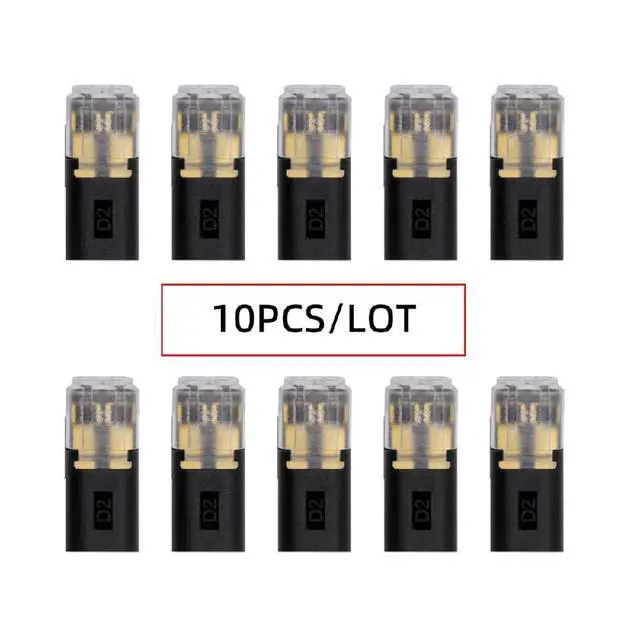 Alt view image 2 of 7 - 10pcs/lot Double Wire Plug Connector D2 Solderless Pluggable with Locking Buckle Quick Connect Terminal Compatible with Led Light Strip 2Pin 18-22AWG Connectors