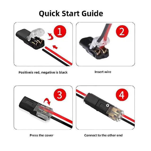 Alt view image 3 of 7 - 10pcs/lot Double Wire Plug Connector D2 Solderless Pluggable with Locking Buckle Quick Connect Terminal Compatible with Led Light Strip 2Pin 18-22AWG Connectors