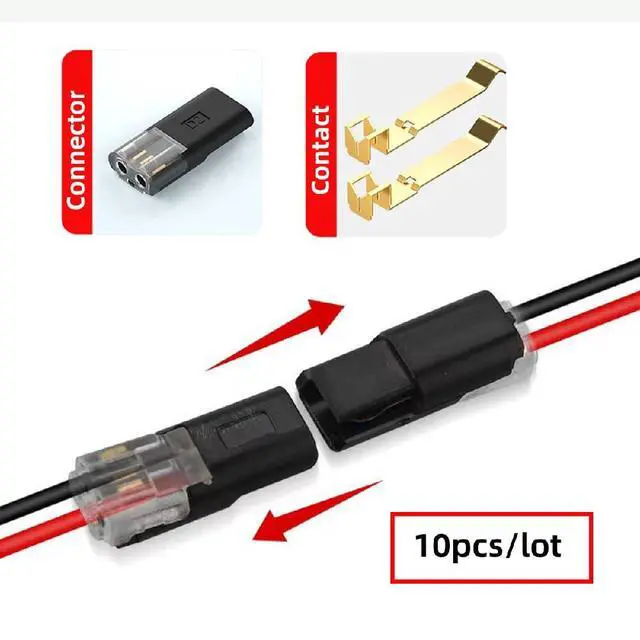 Alt view image 6 of 7 - 10pcs/lot Double Wire Plug Connector D2 Solderless Pluggable with Locking Buckle Quick Connect Terminal Compatible with Led Light Strip 2Pin 18-22AWG Connectors